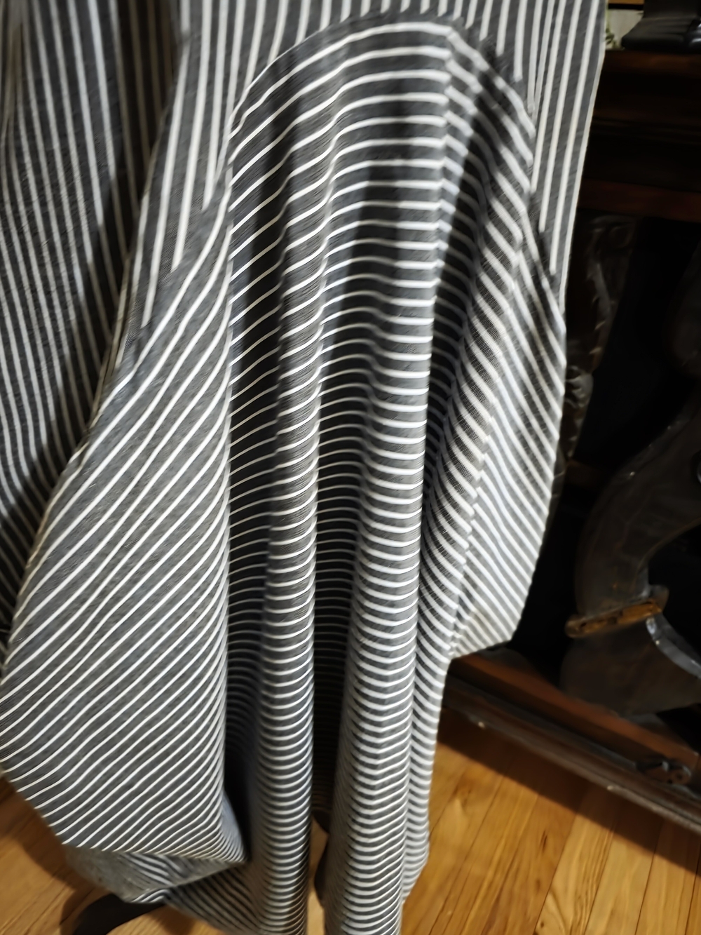 Patrizia Luca Cotton Gray & White Striped Sleeveless Midi Dress Size M - Picture 4 of 11